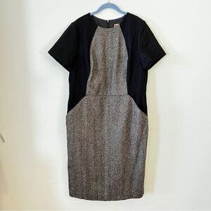Boden Black and Gray Sheath Midi Dress with Raglan Sleeves